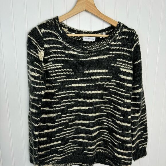525 America Sweater XS Gray Black Cozy Warm Knit Chunky Long Sleeve Fall Casual - Picture 4 of 11